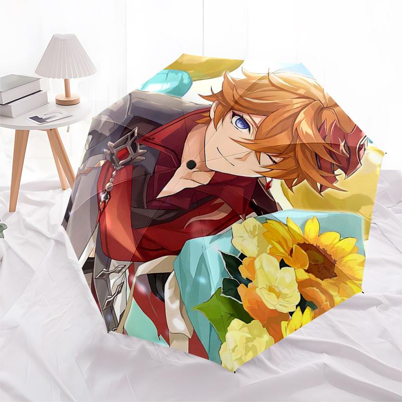 1 Stück Outdoor-Schirm mit Anime-Charakter-Design - Automatisches Öffnen/Schließen, Tragbares 3-fach faltbares Design, 8-Speichen-Eisenrahmen - Perfektes Geschenk für Fans, T