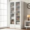 Glass Door Cabinet, Filing Cabinet, Display Cabinet, Office Cabinet, Tall Cabinet & Storage Cabinet with 2 Drawers, White, Dimensions 80×40×160 Cm