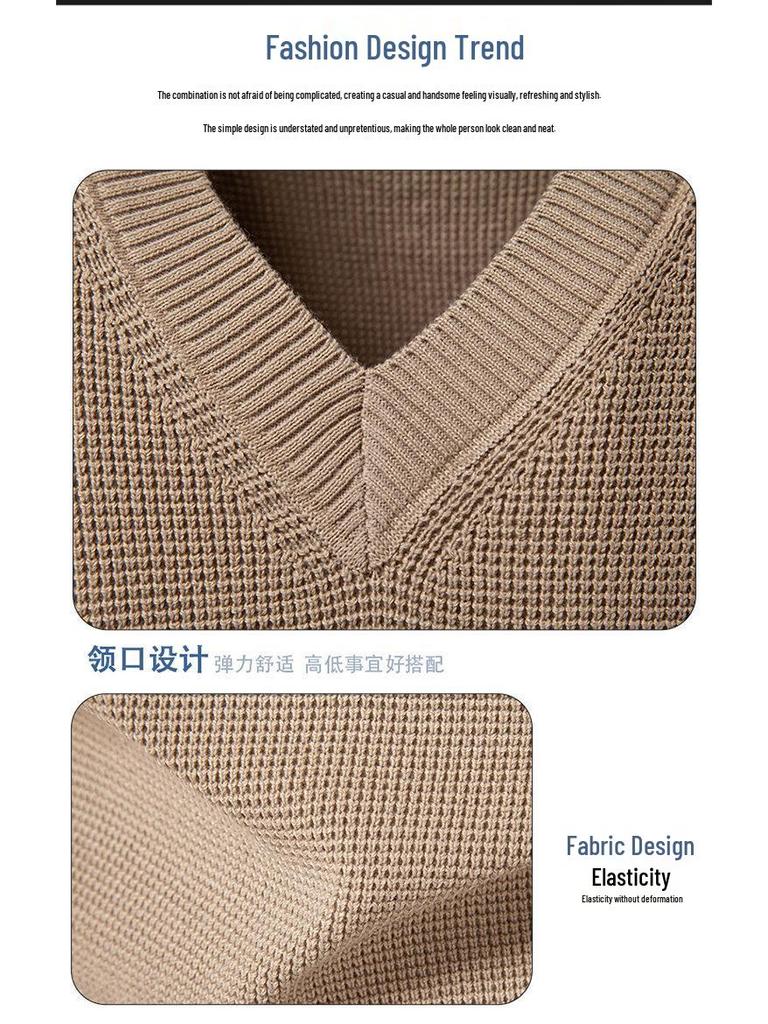 Gilet Cardigan Senza Maniche in Maglia Casual da Uomo con Scollo a V