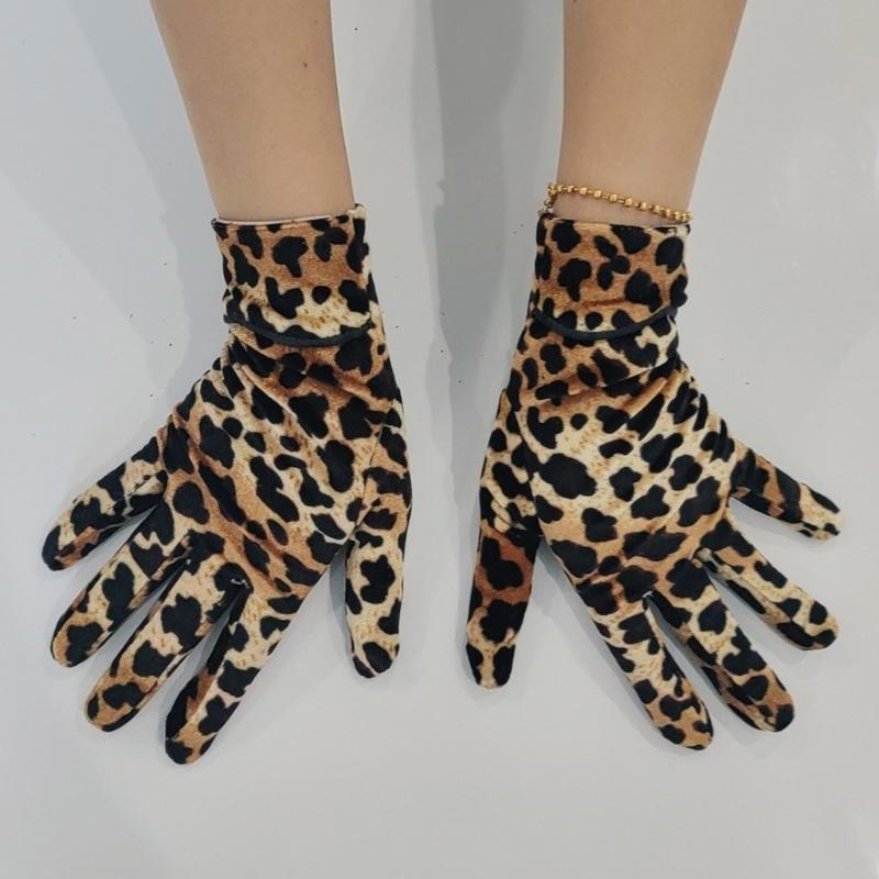 Stilvolle Handschuhe mit Leopardenmuster Weiches Polyester für Männer und Frauen Winter Winddicht Mode Handbekleidung
