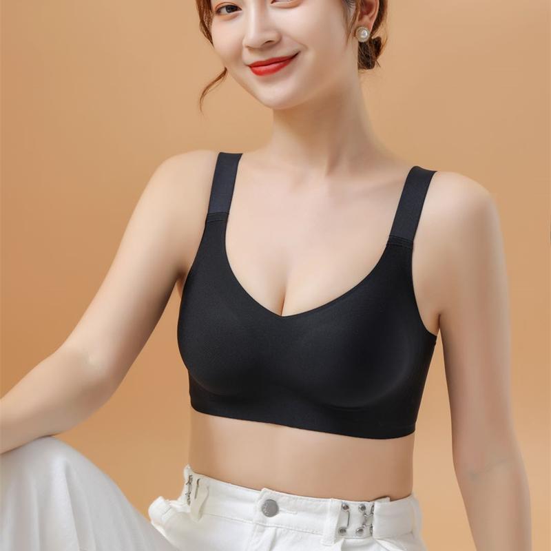 Beautiful Back Large Size Soft Support Push-up Bra For Women Seamless One-piece Wire-free Adjustable Sports Thin Bra