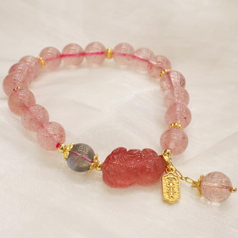 

Super Natural Strawberry Crystal i Rabbit Bracelet Bangles Women Fashion Jewelry accessories Gift