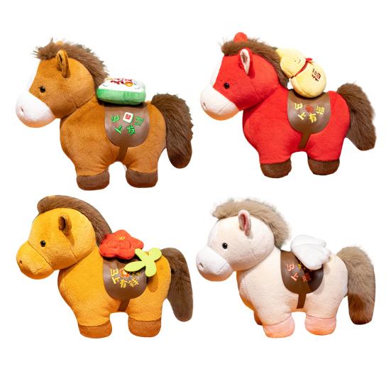 Horse Plush Doll New Year Decoration Soft Lucky Horse Mascot Desk Car Decor for Spring Festival