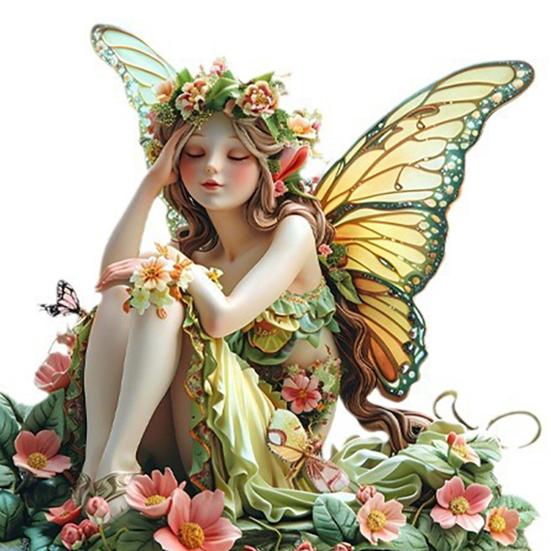 Flower Fairy Garden Stake, 2D Acrylic Fairy with Butterfly Wings Yard Art Stake, Waterproof Outdoor Fairy Tale Decoration for Yard Lawn Planter