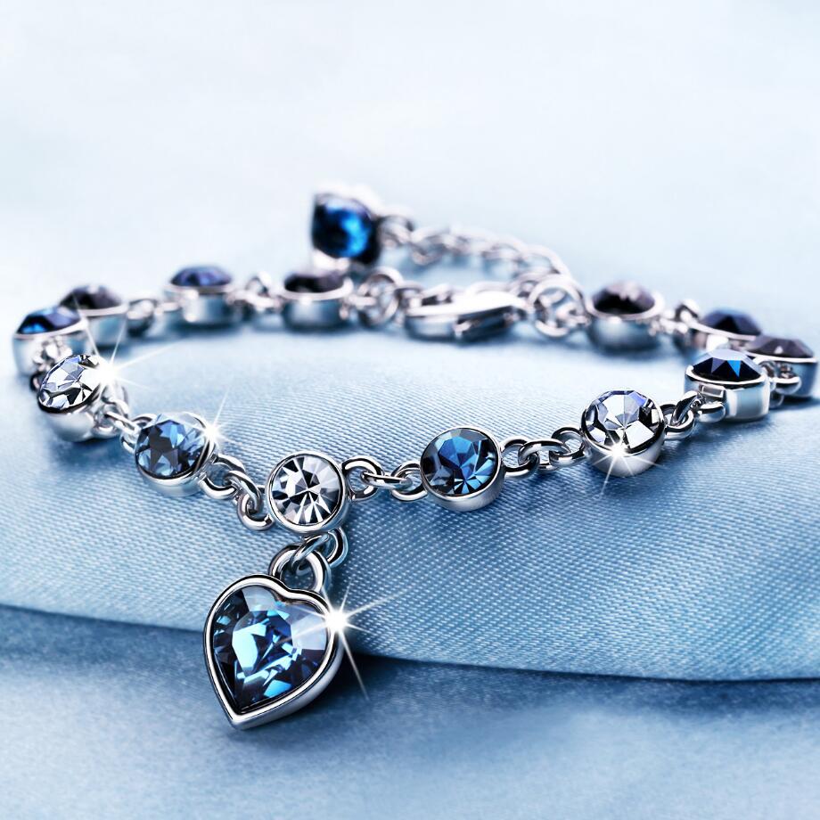 Fashion Bracelet Wedding Female Heart Crystal Bracelets For Women Luxury Temperament Silver -Color Fine Jewelry Gift