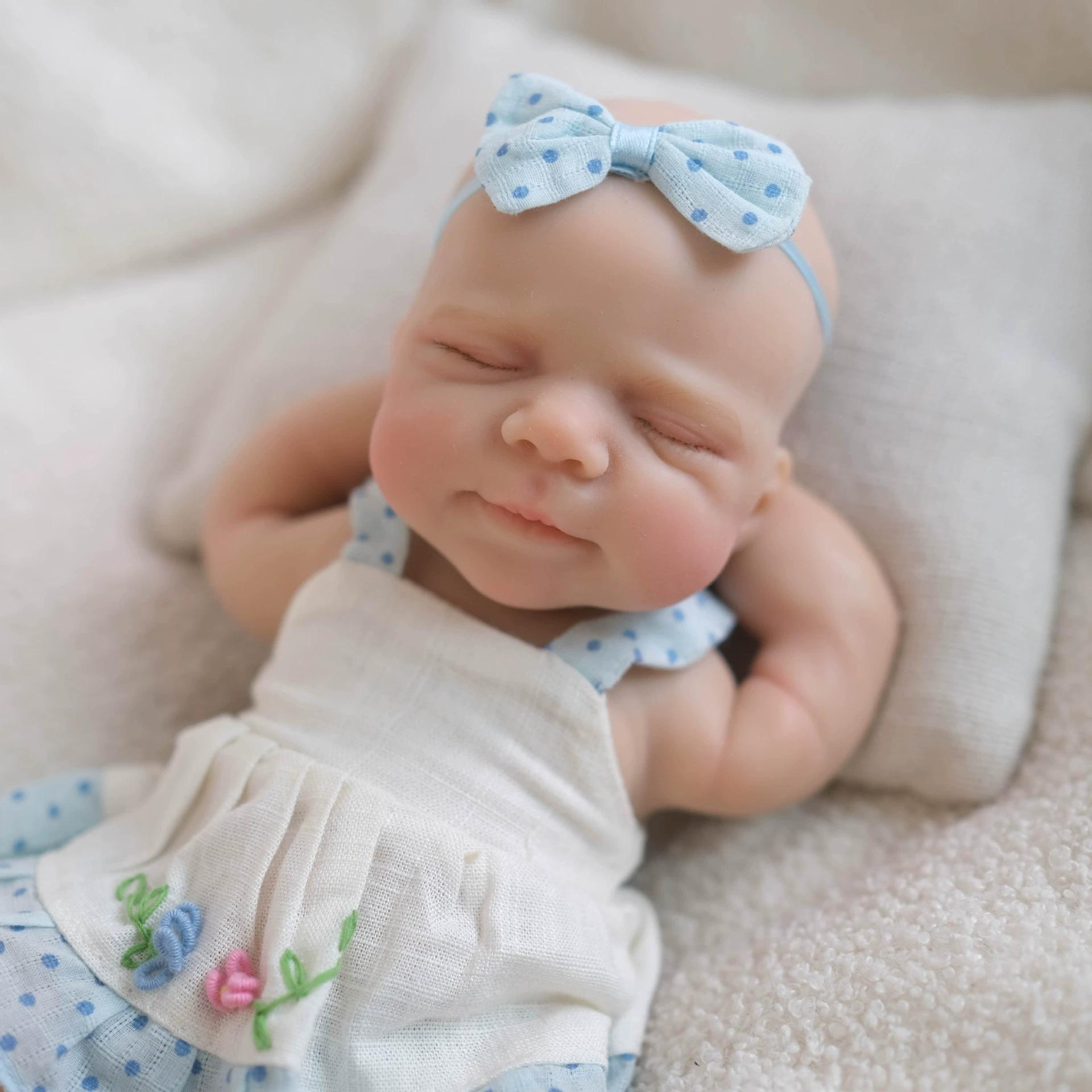 Solid Silicone Bebe Reborn Girl Doll Open Mouth & Washable18Inch Pascale Whole Body 3D Paint & Unpaint Skin Lifelike Newborn Doll