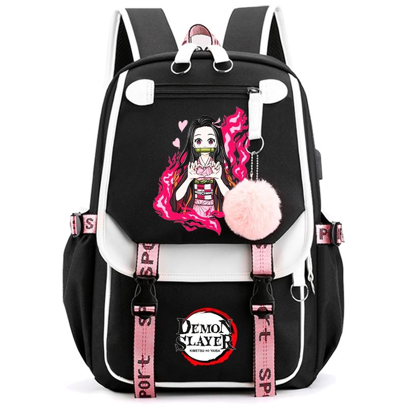 Anime Demon Slayer Backpack for Women Canvas Laptop Bag Back To Schoolbag for Teenager Girl Boy Schoolbag Men Women Travel Bag