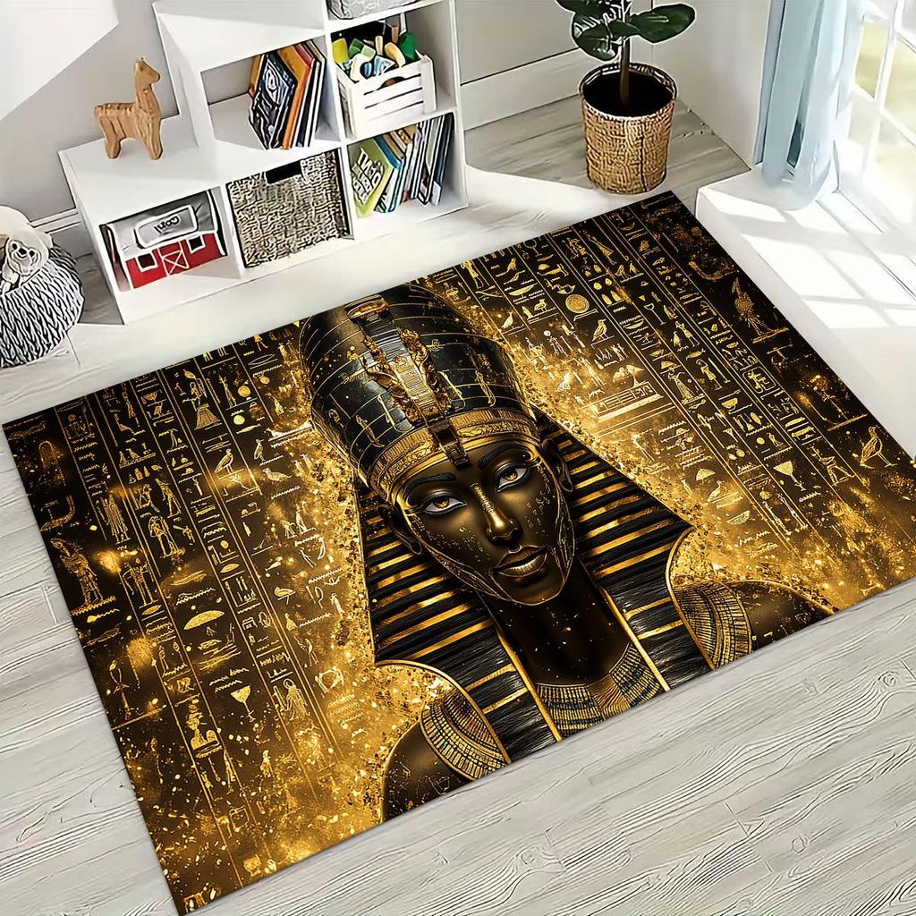 Ancient Egyptian God Dead Anubis Pharaoh Tutankhamun Mask Rug Carpet for Bedroom Living Room Sofa Doormat Decor,Non-slip Mat