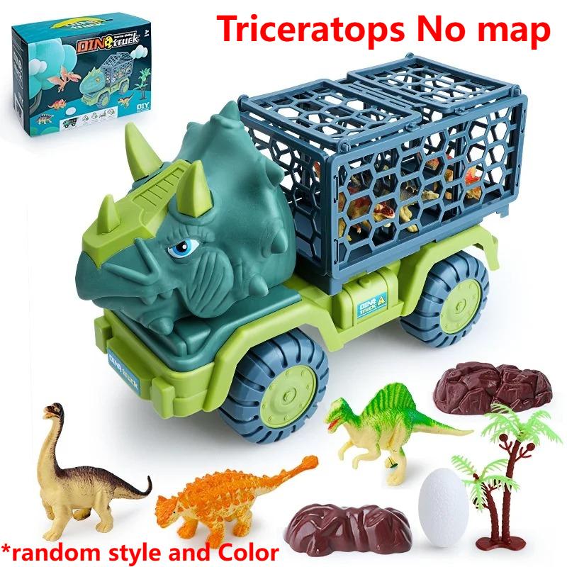 Large Dinosaur Truck Toys for Kids Jurassic Tyrannosaurus Rex Transport Car Carrier Truck with Dino Figures Eggs for Boys Girls