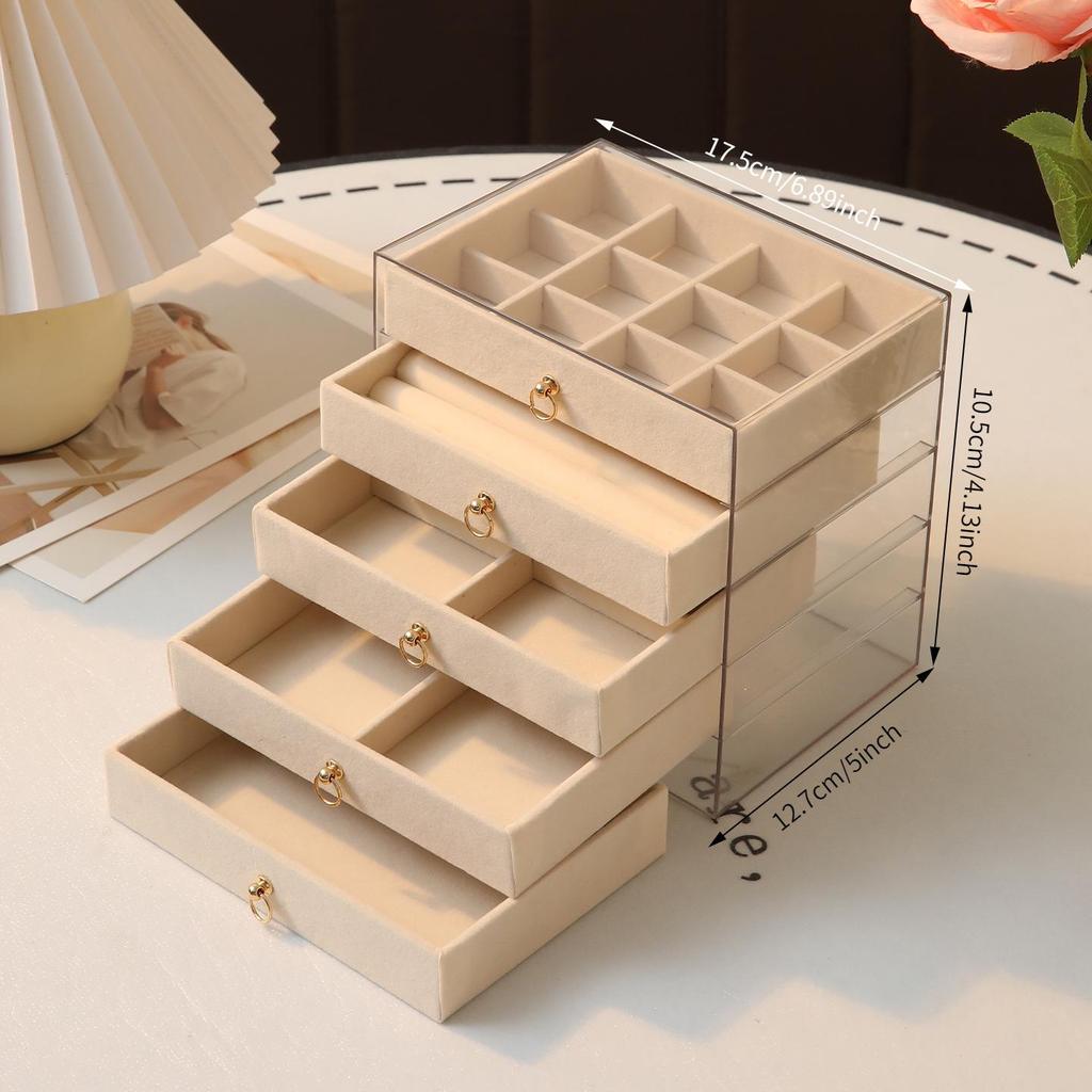 3-Tier/5-Tier Large Capacity Flocking Jewelry Organizer Box