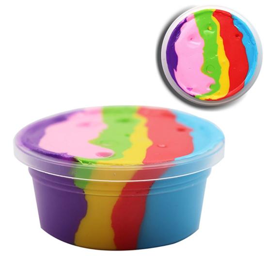 Fluffy Rainbow Slime Putty Mud Clay Plasticine Sludge Stress Relief Kids Toys