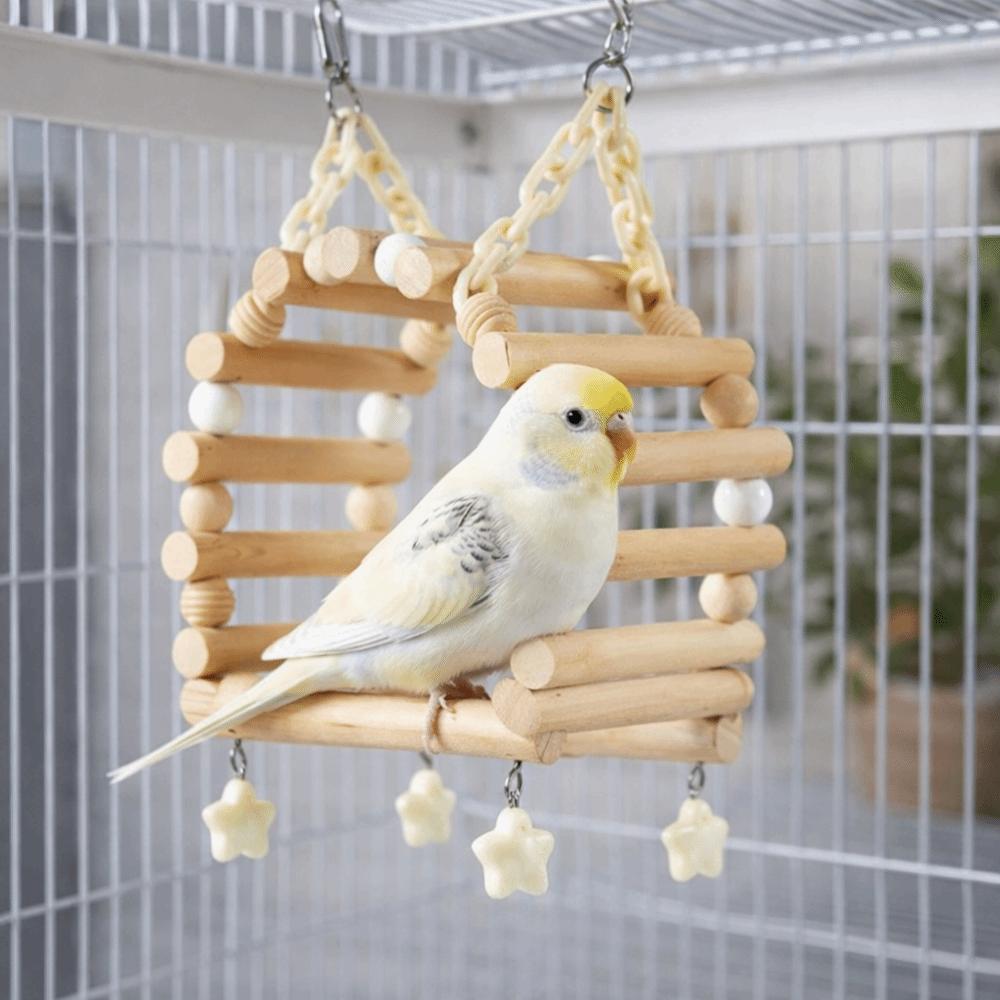 Wooden Parrots Perches Toys Sturdy Exercise Playstand Chew Toys Bird Cage Swing  Bird Training