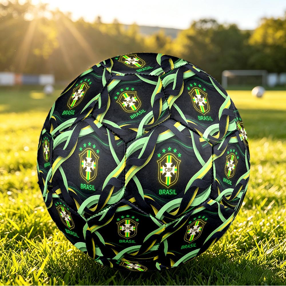 Brazil Football Printed Size 5 Soccer Ball Wear Resistant Standard Adult Training Football Fan Gift for Indoor Outdoor Match Sports