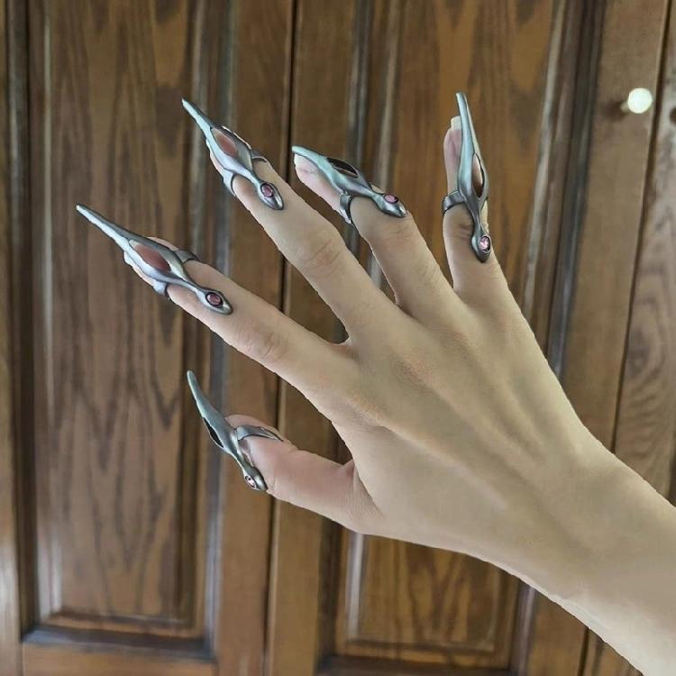 Comfortabel te Dragen Gotische Punk Ring Donkere Esthetiek Vingertop Ring Accessoires voor Subcultuur Liefhebbers en Trendsetters