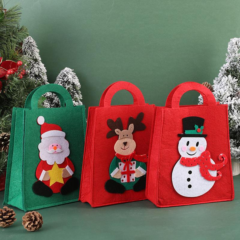 Christmas Bag Reusable Candy Tote Bag Christmas Tote Tote Mini Felt Bag For New Year Kids Present Home Decorations Gift