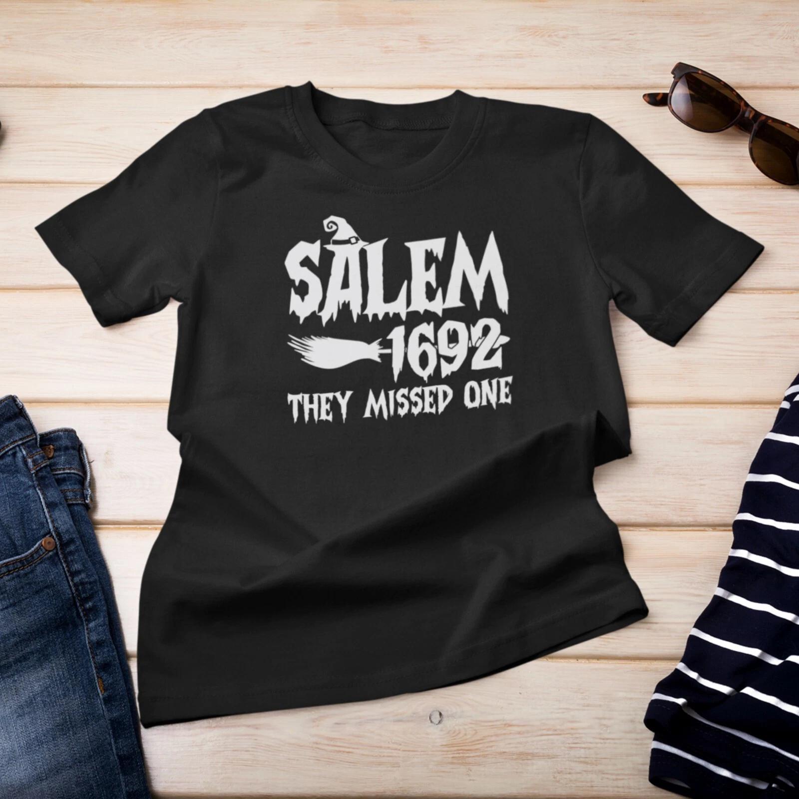 Salem 1692 They Missed One T-Shirt Scary Witch Broom Halloween Gift Mens Tee Top XL