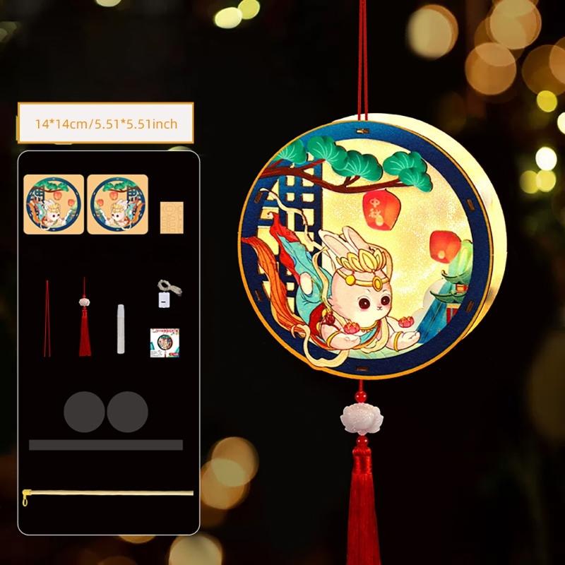 Lovely Rabbits Light Hanging Decors Portable Autumn Festival Rabbits Light Decoration for Cultural Enthusiasts