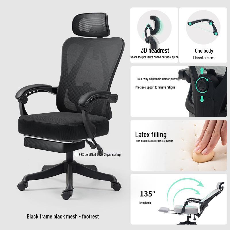 Ergonomic Reclining Office Chair for Extended Comfort – Ideal for Home or Dormitory