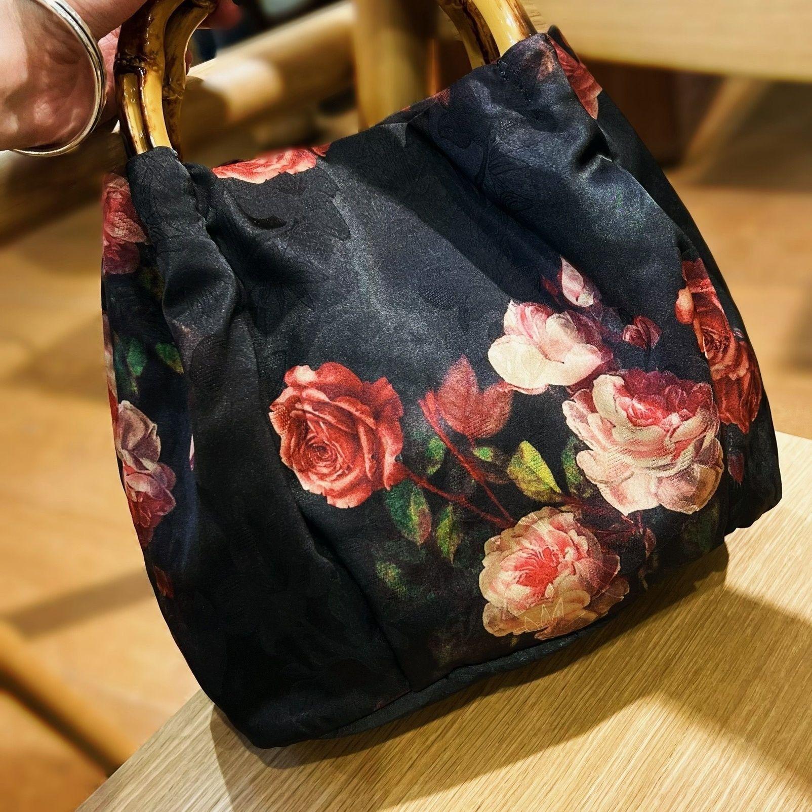 

Retro national style bamboo handbag large capacity imitation fragrant cloud yarn flower bag cheongsam Chinese hand bag mother