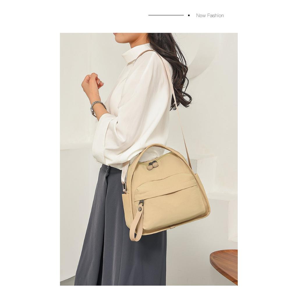 Shoulder Bag Women Nylon Multi Pocket Adjustable Strap for Daily Office