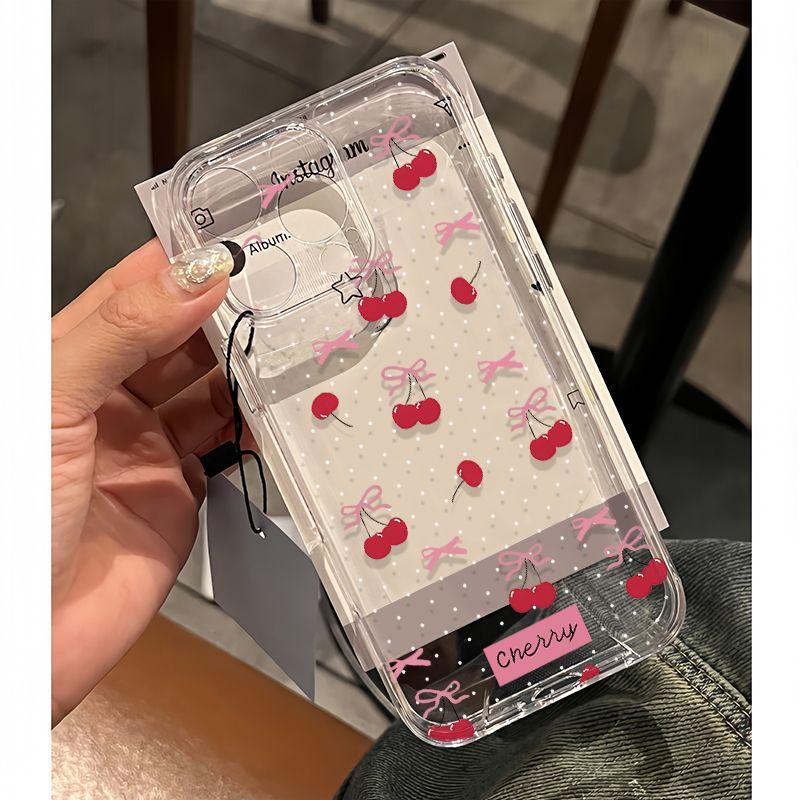 INS Red Cherry Floral Clear Case for Xiaomi Redmi Note 14 13 12 Pro Plus 5G 11 10 Pro 12S 11S 10S 4G Redmi 14C 13C 12 13 Cover