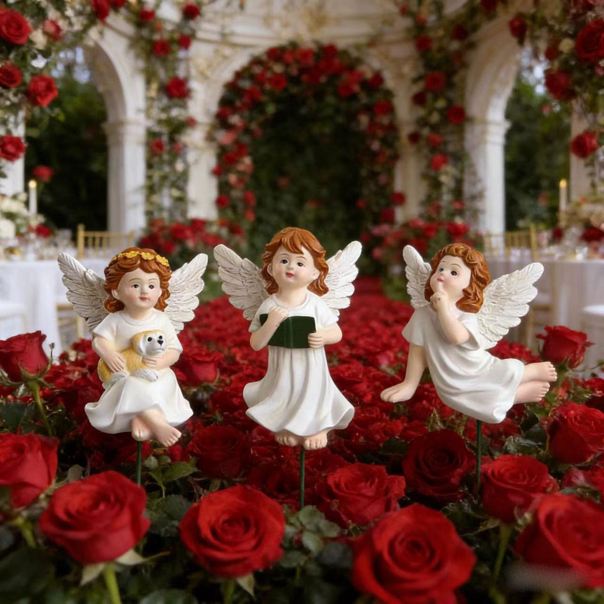 

3 Little Angel Garden Plugin, Valentine s Day/Wedding Decoration Plugin, Spring Garden Bonsai Decoration Angel Plugin белый