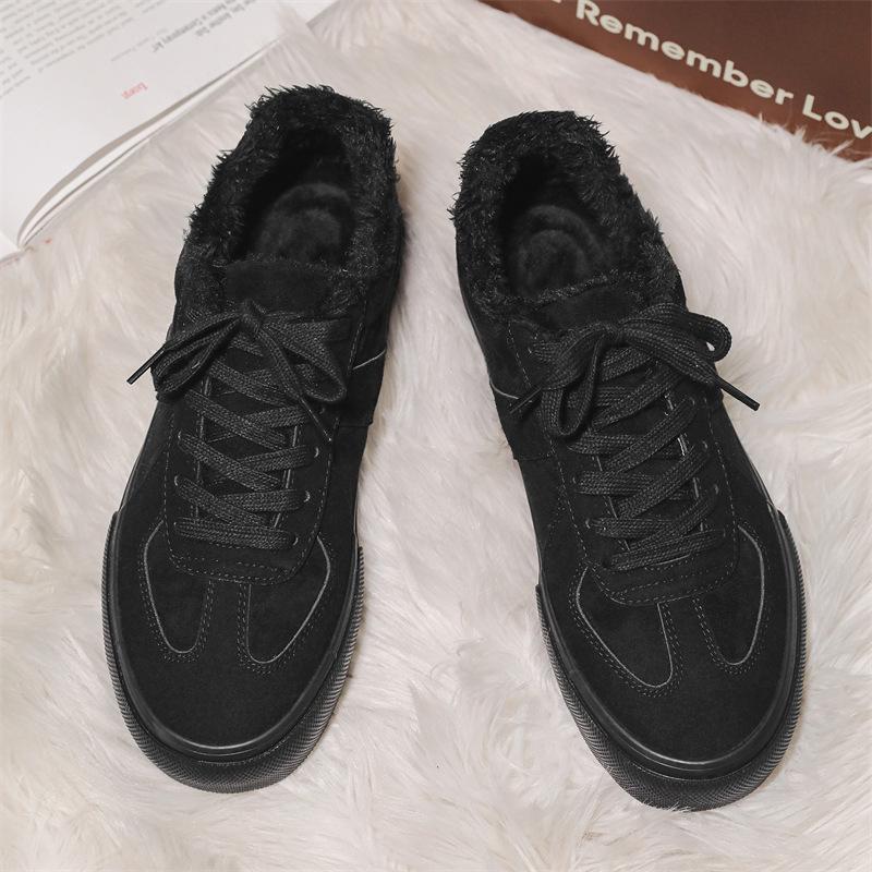 

Зима 2025 корейская версия низких бархатных студенческих спортивных модных кед для отдыха дышащие трендовые ins мужские туфли 1565 39 чёрный