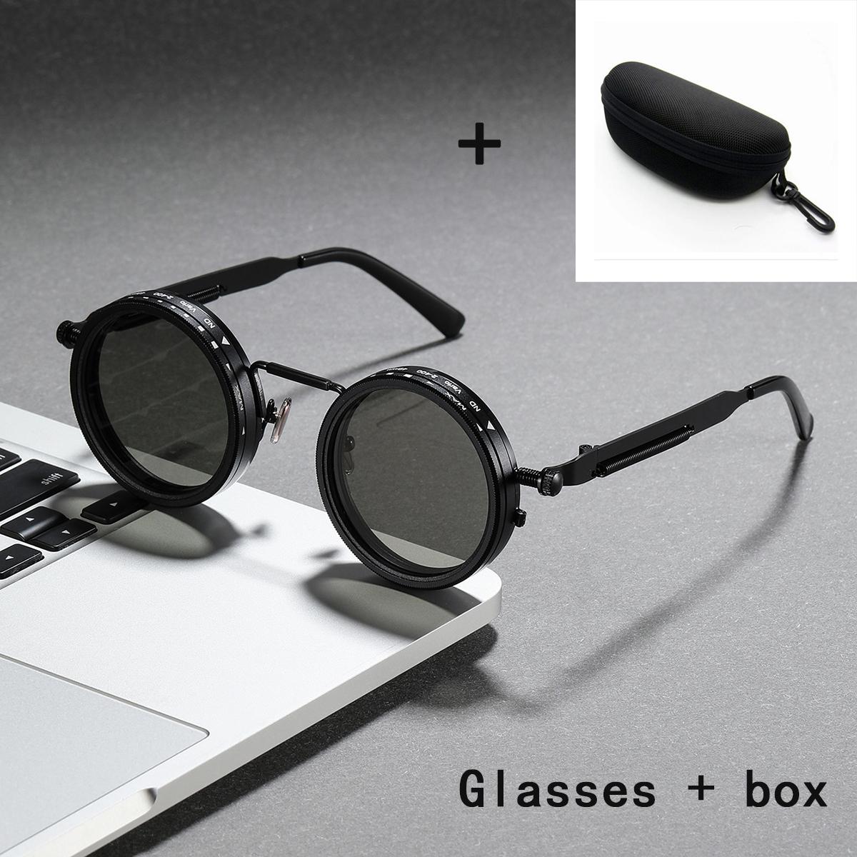 

Handmade Adjustable Dimming Sunglasses Retro Punk Round Men S Outdoor Fishing Uv400 Polarized Driving Sunglasses For Women