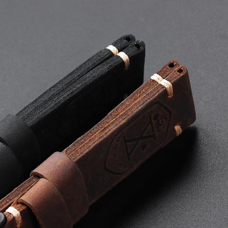 Handmade Cowhide Leather Watchband Strap 20mm 22mm 24mm 26mm Vintage DarkBrown Padded Watchband for PAM111 441 Soft Men Bracelet