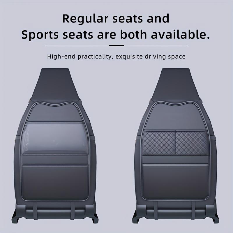 Car Seat Protection Cover Car Seat Kick Proof Pad with Pockets High Grade PU Car Seat Back Storage Bag Tablet Holder Hanging Bag