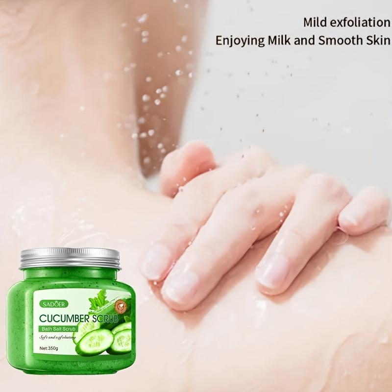 Cucumber Cleansing Scrub - Non-irritating Exfoliating Bath Salt, Cucumber Fragrance, Alcohol-free Formula Body Cleansing Scrub