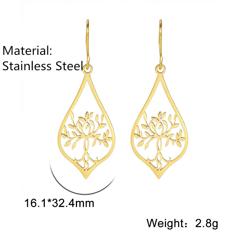

Lucktune Tree of Life Water Drop Earrings Women s Stainless Steel Hollow Geometric Earrings Vintage Jewelry Lucky Gifts Sale