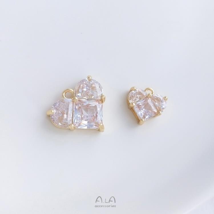 

Подвеска в виде персикового сердца из золота 14 карат с циркониевыми шармами для браслетов и серег своими руками