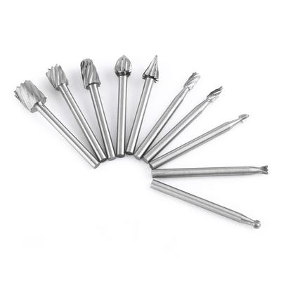10pcs High Speed Steel Burrs Rotary Files Woodworking Carving Tool Set 18inch Shank