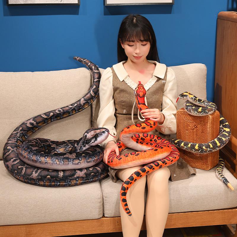 Simulated Colorful Cobra Plush Toy Stuffed Animals Snakes Plushies Doll Funny Spoof Joke Soft Toys Home Decor