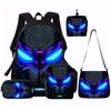 1/2/3/4/5 peças Conjunto de Mochila com Padrão de Robô Estilo Cyberpunk Leve Diário Grande Capacidade Bolsa Escolar Bolsa de Viagem Presente Perfeito para Crianças