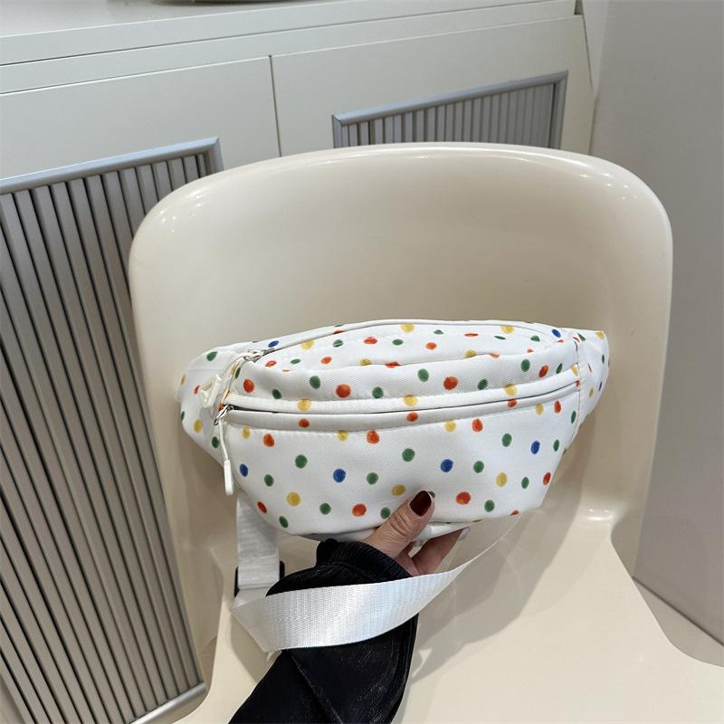 2025 New Small Fresh Color Polka Dots Cute Literary Breast Bag Mori Mobile Phone Bag Casual Girl Fanny Pack Messenger Bag