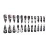 Halloween Ghost Face Matte Nails: 24-Piece Black & White Spider Web and Skull Stickers