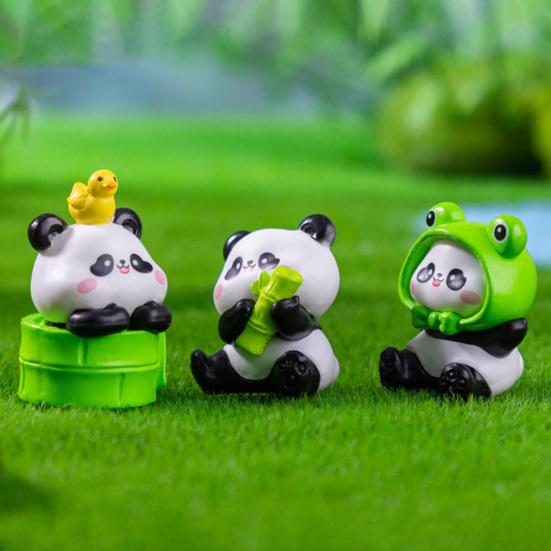 6 ks Mini Panda Figurky Ozdoby Panda na Palubní Desku Auta Miniaturní Zvířecí Ozdoby pro DIY Řemesla Mikro-Krajiny Pohádková Zahrada