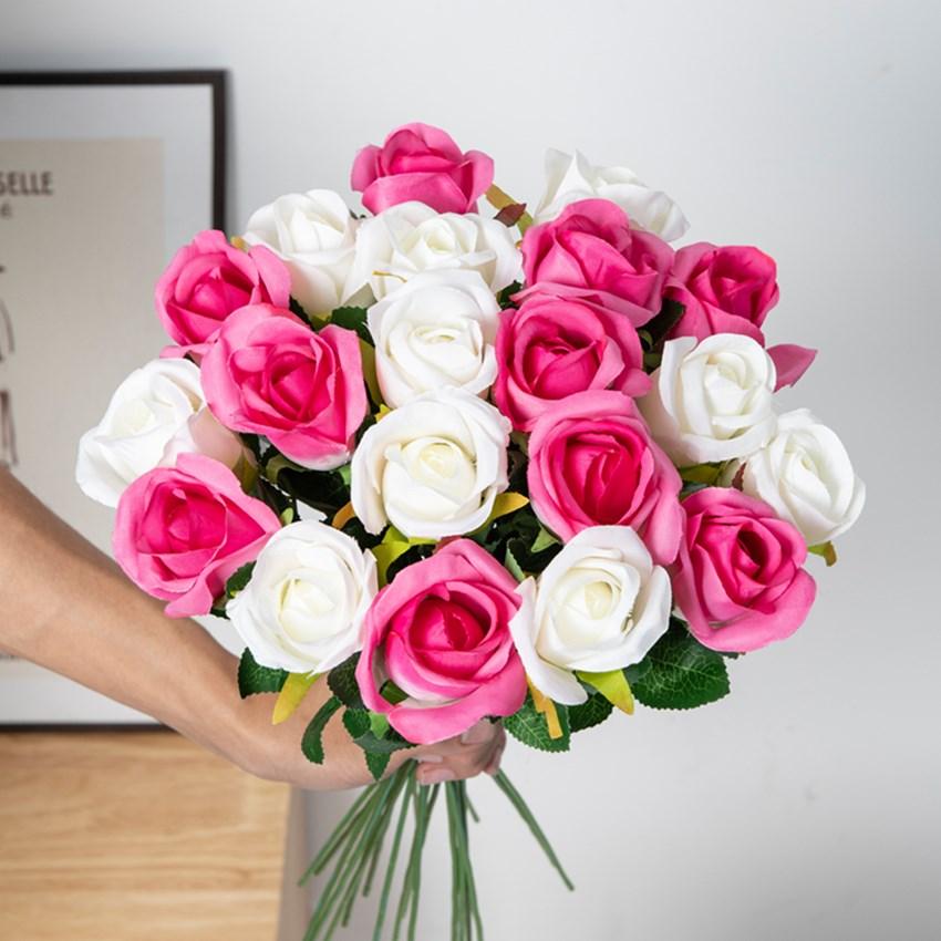 Fleurs Artificielles Bouquet de Roses Décoration de Mariage Couronnes Festival Remplissage de Vase Pour Décoration Diy Maison Jardin Fête Plantes Artificielles Accessoires