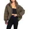 Winter Women's Short Puffer Coat, Oversized Cropped Jacket with Loose Fit & Lazy Style, Warm Down Cotton Coat for Casual Wear