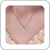 Sparkling Cushion Cut Zircon Pendant Necklace for Women, Elegant Halo Clavicle Chain, Dainty Silver Tone Wedding Jewelry Gift
