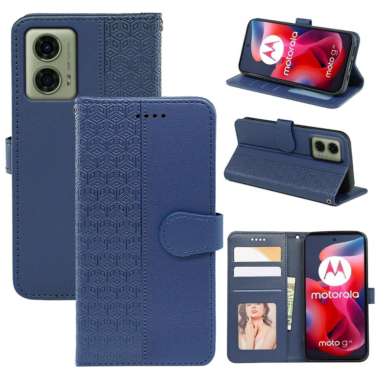 

Для Motorola Moto E14 4G/G04 4G/G04s 4G/G24 4G Чохол Шкіряний Гаманець Чохол для Телефону з Магнітною Застібкою Blue