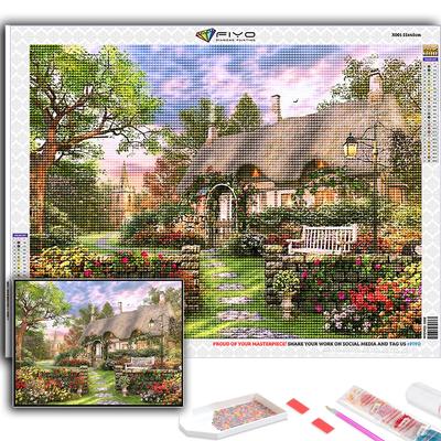 Popular 5D Diy Cross Stitch Forest Hut Painting Full Drill Cross-Stitch Crafts Kit Wall Sticker Home Decor