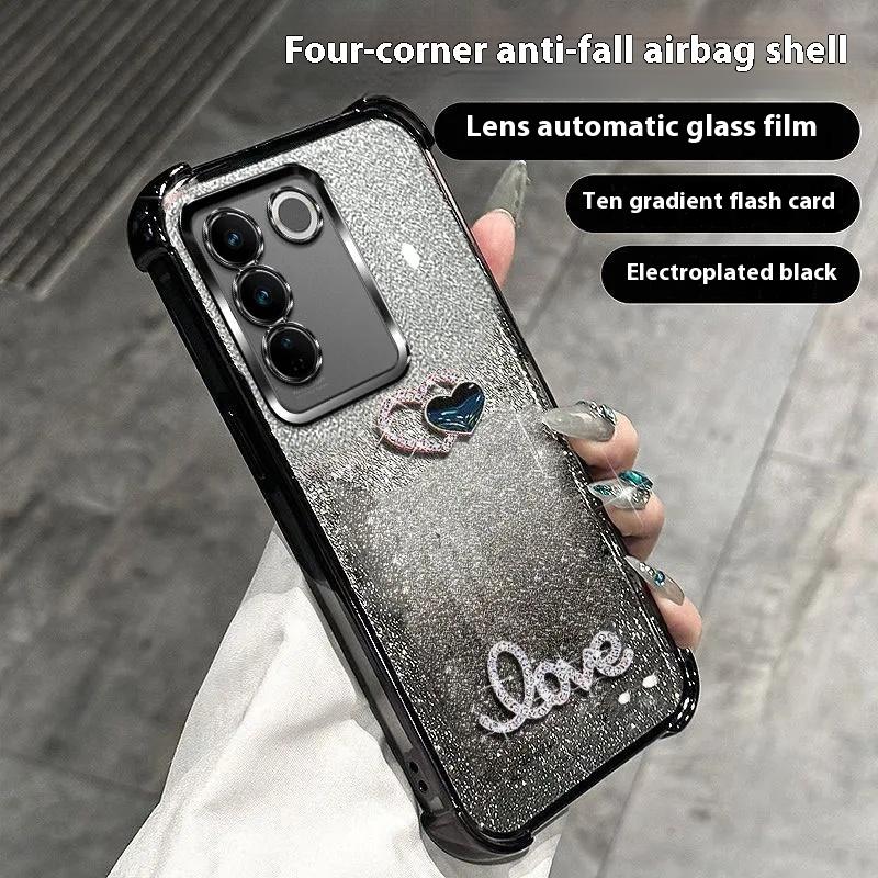 3D Love Shockproof Glitter Plating Case for Samsung Galaxy S25 EDGE S24 S23 S22 S21 S20 Note 20 10 Ultra Plus FE 5G Back Cover