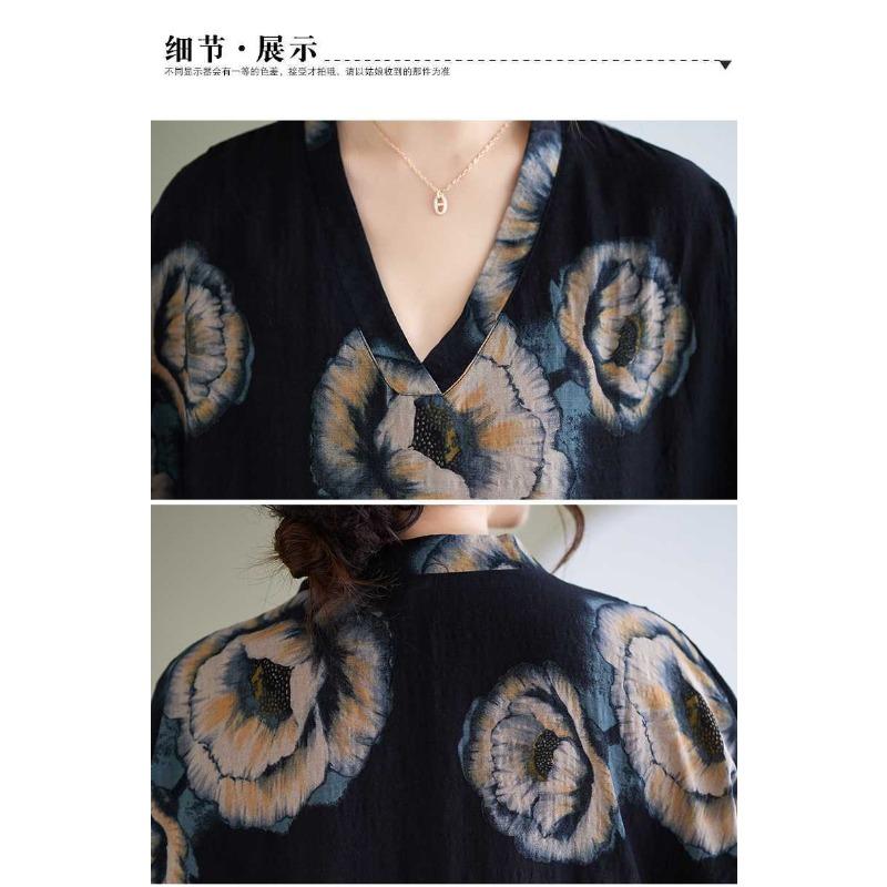V-Neck Vintage Long Flesh-Covering Dresses