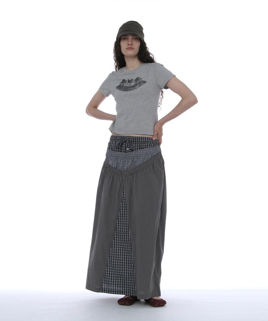 Partimento Woman Multi-Layered Maxi Skirt_Navy Check