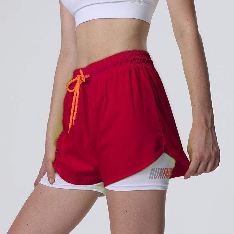 Pantaloni Scurți Sport Femei Vară Hot Pants Alergare Nocturnă Anti-alunecare Pantaloni Yoga Casual Uscare Rapidă Respirabil Fals Două Perechi de Pantaloni Fitness