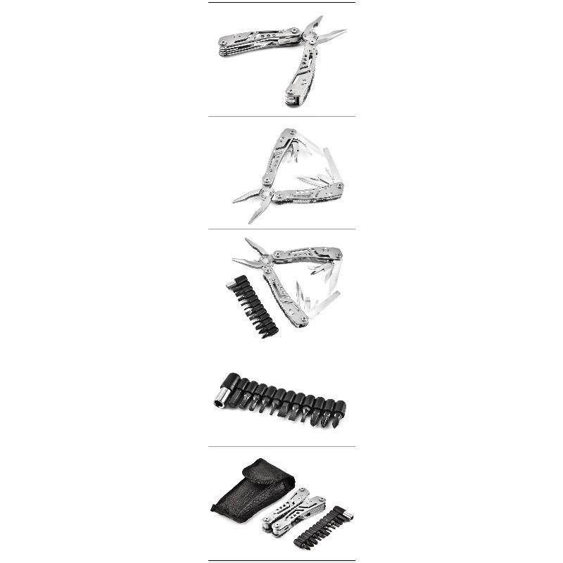 11in 1 Combination Foldable Multifunctional Pliers Portable Emergency Survival Camping Tool with 12 Screwdriver Head Mini Knife