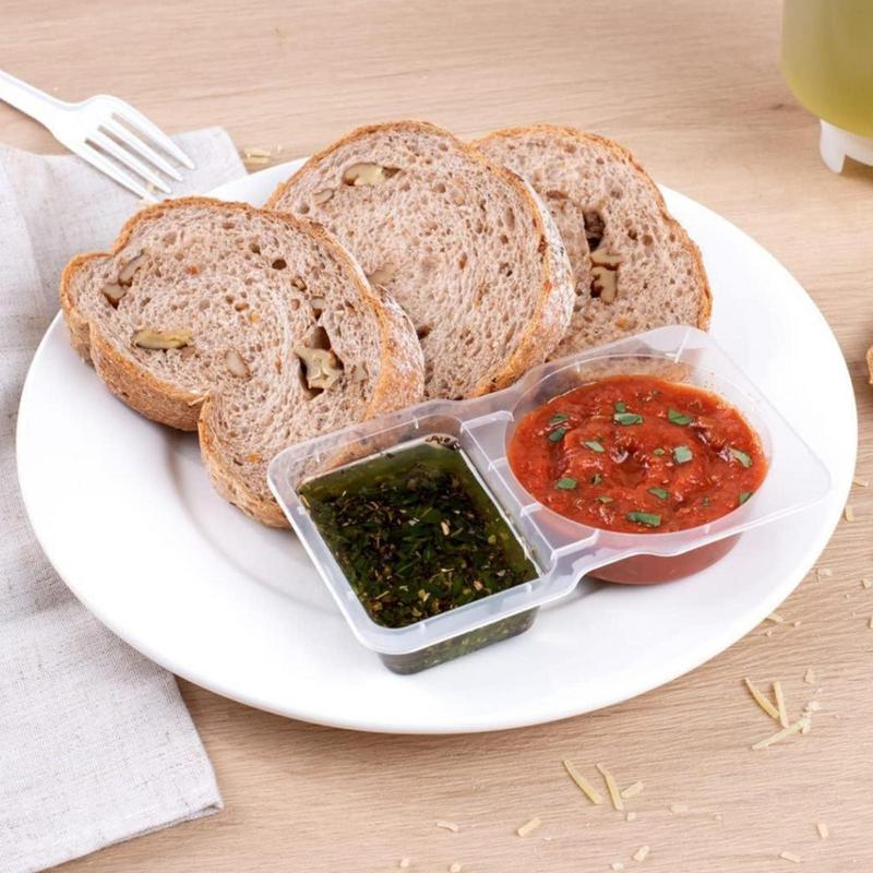 30Pcs Double Compartment Condiment Container with Lid food-grade PP Snack Containers for to-go Sauce Sampling Travel Snack